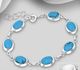 925 Sterling Silver Bracelet Decorated With Reconstructed Turquoise and Resin and Shell