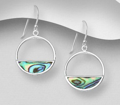 925 Sterling Silver Lotus Hook Earrings, Decorated with Shell