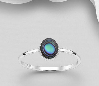 925 Sterling Silver Ring, Decorated with Shell