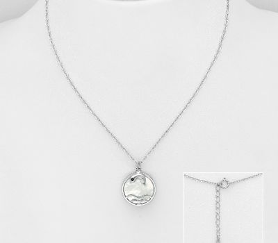 925 Sterling Silver Dolphin and Wave Necklace, Decorated with CZ Simulated Diamond and Shell