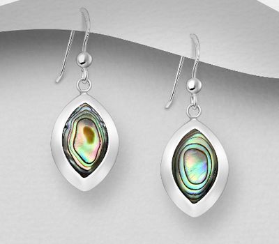 925 Sterling Silver Hook Earrings Decorated With Shell