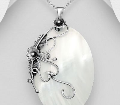 925 Sterling Silver Pendant Decorated With Shell