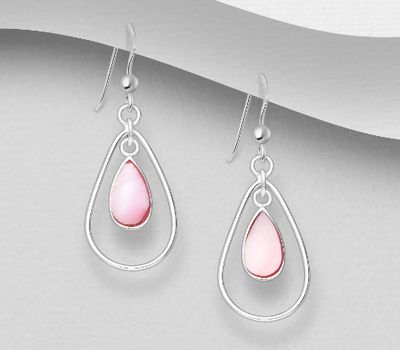 925 Sterling Silver Hook Earrings Decorated With Shell