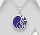 925 Sterling Silver Leaf Pendant Decorated Wwith Shell and Reconstructed Stone / Resin