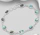 925 Sterling Silver Bracelet Decorated With Shell And Reconstructed Turquoise / Resin