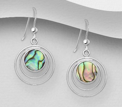 925 Sterling Silver Hook Earrings Decorated With Shell