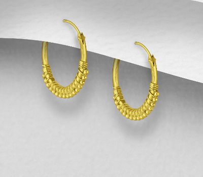 925 Sterling Silver Ball Hoop Earrings, Plated with 1 Micron 14K or 18K Yellow Gold