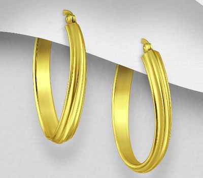 925 Sterling Silver Hoop Earrings, Plated with 1 Micron 14K or 18K Yellow Gold