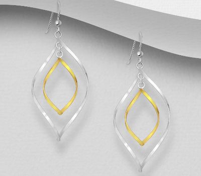 925 Sterling Silver Hook Earrings, Plated with 1 Micron 18K Yellow Gold