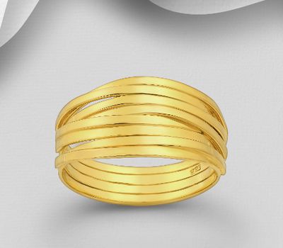 925 Sterling Silver Ring, Plated with 1 Micron 18K Yellow Gold