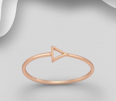 925 Sterling Silver Triangle Ring, Plated with 1 Micron Pink Gold