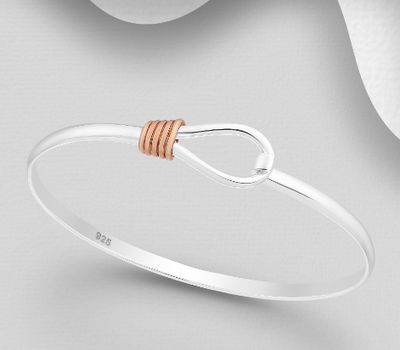 925 Sterling Silver Bangle, Plated with 1 Micron Pink Gold