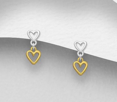 925 Sterling Silver Push-Back Earrings Plated with 1 Micron 14K or 18K Yellow Gold