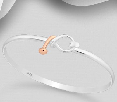 925 Sterling Silver Bangle, Plated with 1 Micron Pink Gold