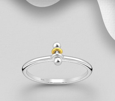 925 Sterling Silver Ring, Plated with 1 Micron 18K Yellow Gold