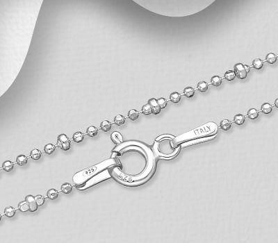 ITALIAN DELIGHT - 925 Sterling Silver Ball Chain, 1.8 mm Wide, Made in Italy