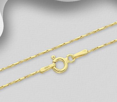 ITALIAN DELIGHT – 925 Sterling Silver Chain, Plated with 0.25 Micron 18K Yellow Gold, 1 mm Wide, Made in Italy.