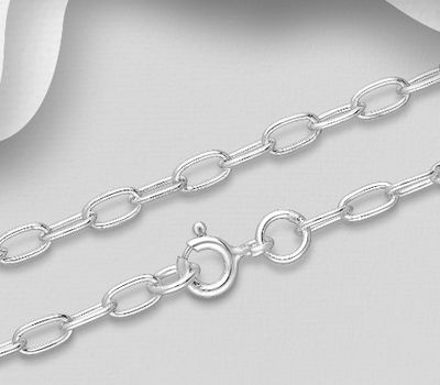 925 Sterling Silver Rollo Chain, 3 mm Wide, Made In Thailand.