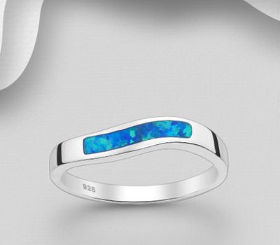 925 Sterling Silver Ring Decorated With Lab-Created Opal