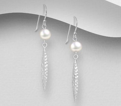 925 Sterling Silver Hook Earrings, Beaded with Freshwater Pearls