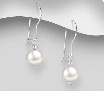 925 Sterling Silver Lever Back Earrings, Beaded with Freshwater Pearls