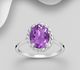 La Preciada - 925 Sterling Silver Solitaire Ring, Decorated with Various Gemstones