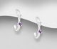 925 Sterling Silver Push-Back Earrings, Decorated with Various Gemstones