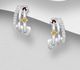 La Preciada - 925 Sterling Silver Push-Back Earrings, Decorated with Gemstones and CZ Simulated Diamonds.