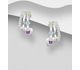 La Preciada - 925 Sterling Silver Push-Back Earrings, Decorated with Gemstones and CZ Simulated Diamonds.