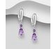 La Preciada - 925 Sterling Silver Omega Lock Earrings, Decorated with Various Gemstones