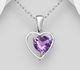 La Preciada - 925 Sterling Silver Heart Pendant, Decorated with Various Gemstones