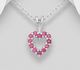 La Preciada - 925 Sterling Silver Heart Pendant, Decorated with Various Gemstones