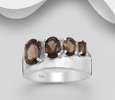 La Preciada - 925 Sterling Silver Ring, Decorated with Smoky Quartz