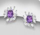 La Preciada - 925 Sterling Silver Omega Lock Earrings, Decorated with Various Gemstones and CZ Simulated Diamonds