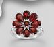 La Preciada - 925 Sterling Silver Flower Ring, Decorated with Various Gemstones