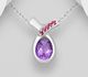 La Preciada - 925 Sterling Silver Pendant, Decorated with Amethyst and Rhodolites