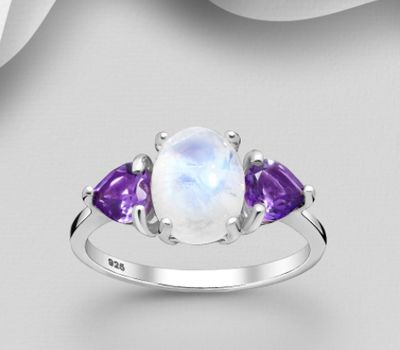 La Preciada - 925 Sterling Silver Ring, Decorated with Various Gemstones