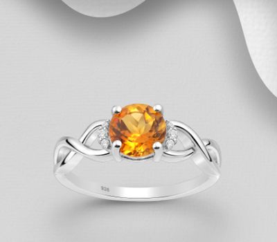 La Preciada - 925 Sterling Silver Ring, Decorated with Citrine and CZ Simulated Diamonds