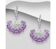 La Preciada - 925 Sterling Silver Omega Lock Earrings, Decorated with Various Gemstones and CZ Simulated Diamonds