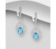 La Preciada - 925 Sterling Silver Omega Lock Earrings, Decorated with Various Gemstones and CZ Simulated Diamonds