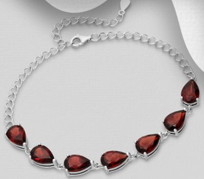 La Preciada - 925 Sterling Silver Adjustable Bracelet, Decorated with Gemstones