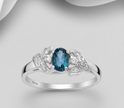 La Preciada - 925 Sterling Silver Ring, Decorated with London Blue Topaz and CZ Simulated Diamonds