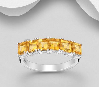 925 Sterling Silver Ring, Decorated with Citrine