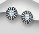 La Preciada - 925 Sterling Silver Oval Omega Lock Earrings, Decorated with CZ Simulated Diamonds and Sky-Blue Topaz