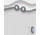 La Preciada - 925 Sterling Silver Oval Omega Lock Earrings, Decorated with CZ Simulated Diamonds and Sky-Blue Topaz