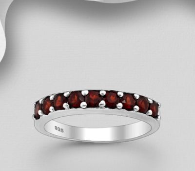 925 Sterling Silver Ring, Decorated With Garnet