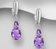 La Preciada - 925 Sterling Silver Omega Lock Earrings, Decorated with Various Gemstones