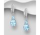 La Preciada - 925 Sterling Silver Omega Lock Earrings, Decorated with Various Gemstones