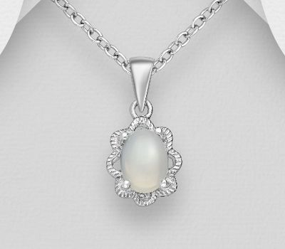 La Preciada - 925 Sterling Silver Solitaire Pendant, Decorated with Ethiopian Opal