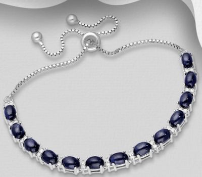 La Preciada - 925 Sterling Silver Adjustable Bracelet, Decorated with Star Sapphire and CZ Simulated Diamonds